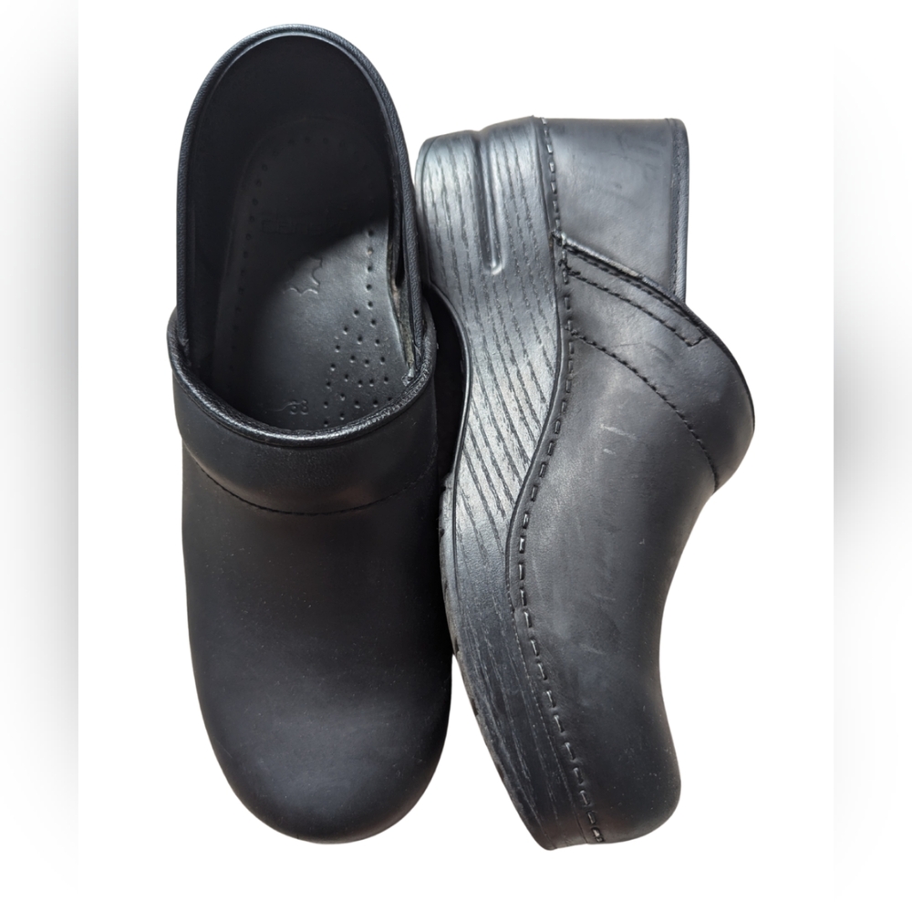 Women's Black Leather Clogs Size EU 37